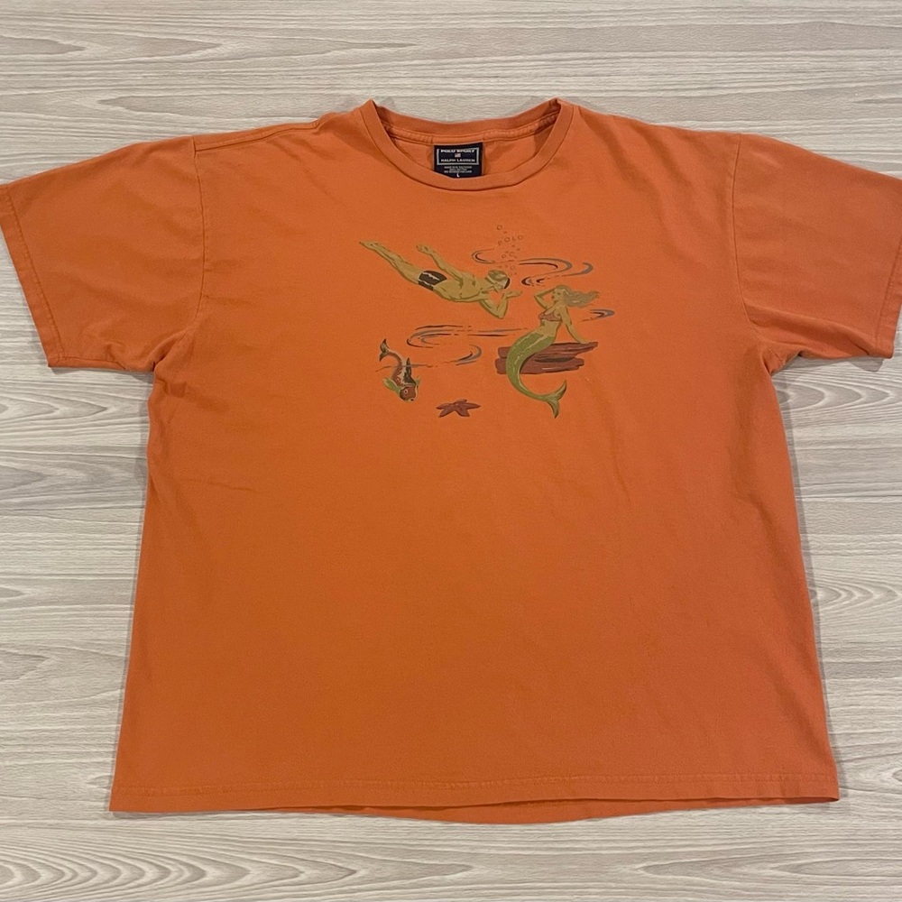 Vintage 90s Polo Sport Ralph Lauren Mermaid Diver Aquatic Shirt Mens Size Large